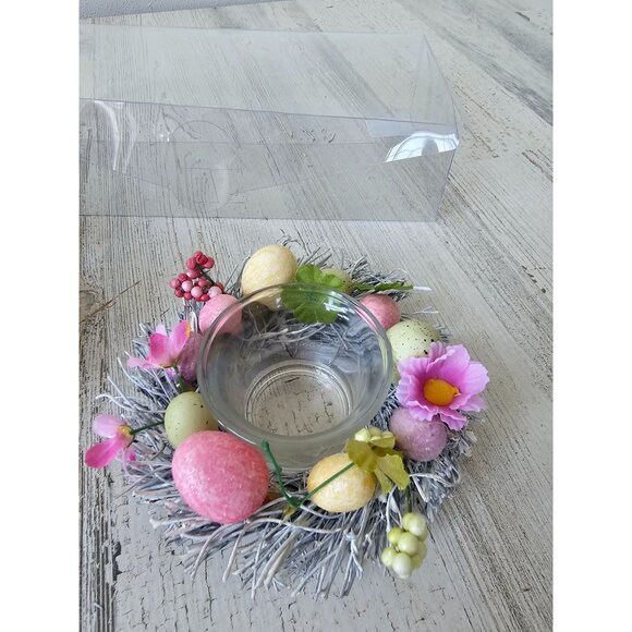 Pier 1 mini egg tea light candle holder wreath white pastel spring decor - Picture 6 of 6